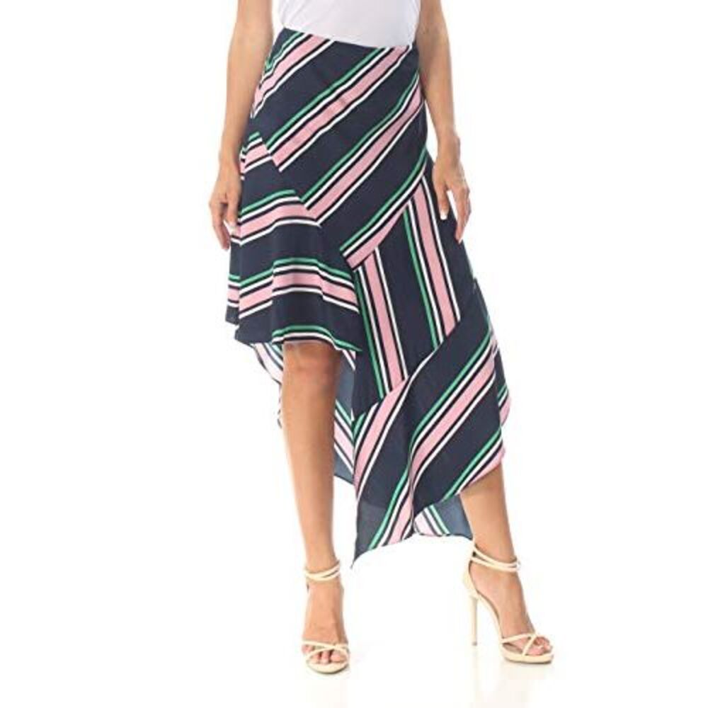 Bar III Striped Asymmetrical Skirt